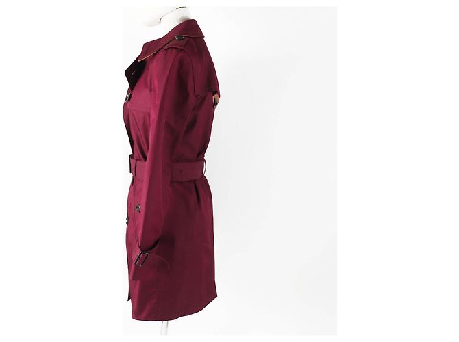 Trench Coat de Couro Coach Vermelho Vinho XS Feminino - vista 3
