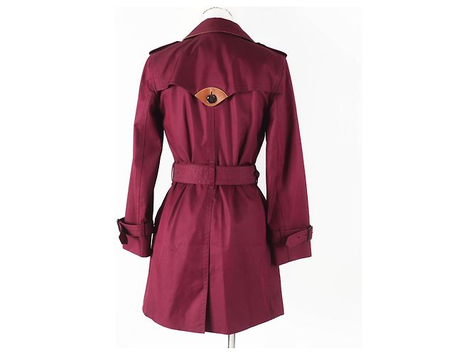 Trench Coat de Couro Coach Vermelho Vinho XS Feminino - vista 4