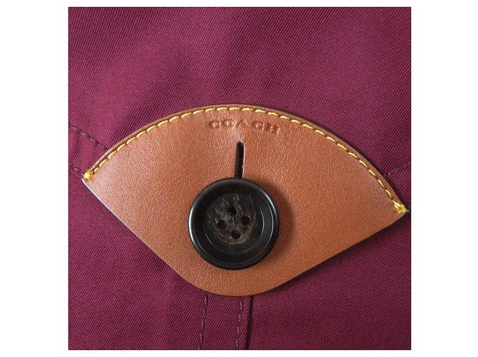 Trench Coat de Couro Coach Vermelho Vinho XS Feminino - vista 6