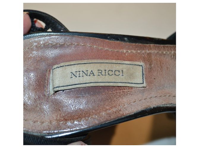 Sandali Nina Ricci neri in scamosciato e tela 37 IT Nero - vista 6