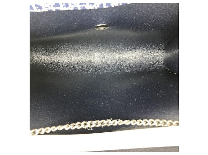 Borsa a spalla in tela blu navy Christian Dior - vista 8