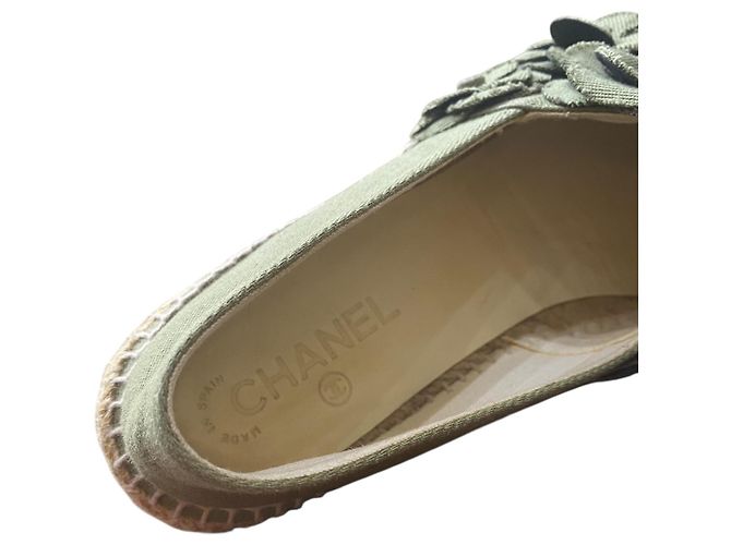 Chanel 17C Coco Cuba Kamelie Khaki Grün Espadrilles EU 41 Olivgrün Dunkelgrün - Ansicht 5