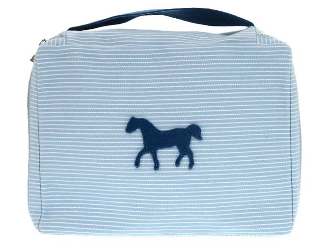 Pochette in cotone Hermès Cabriole To-Go MM Bianco Blu - vista 2