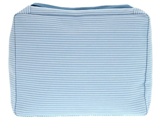 Pochette in cotone Hermès Cabriole To-Go MM Bianco Blu - vista 4