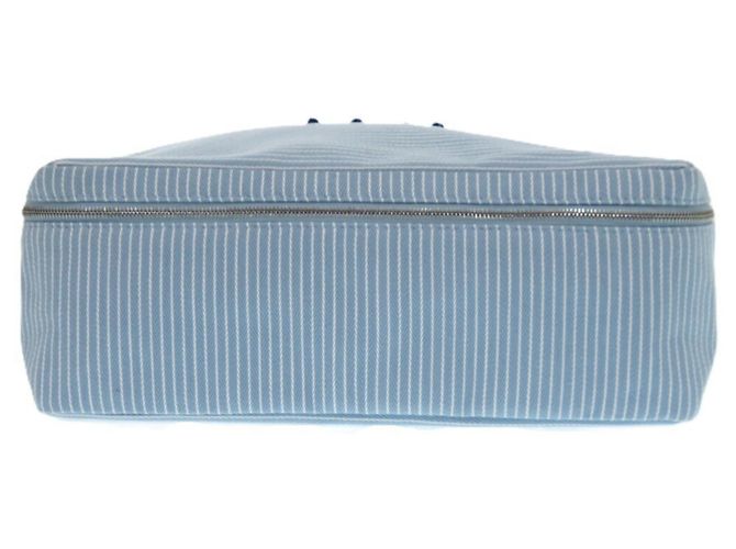 Pochette in cotone Hermès Cabriole To-Go MM Bianco Blu - vista 5
