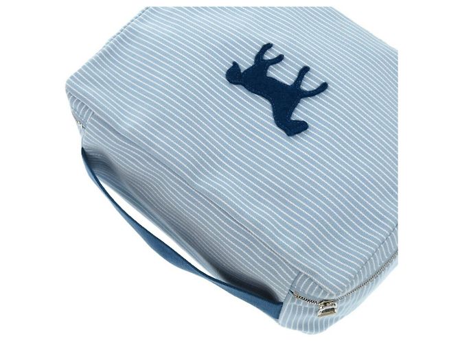 Pochette in cotone Hermès Cabriole To-Go MM Bianco Blu - vista 8