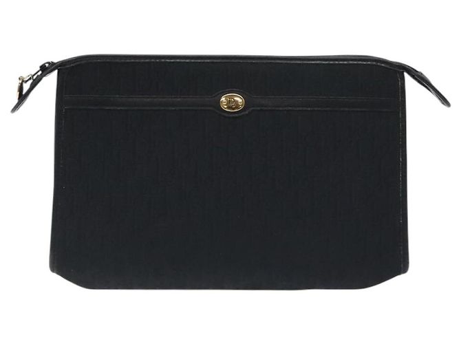 Borsa Clutch in Tela Trotter Christian Dior Nera Oro Auth 129106 Nero D'oro - vista 13