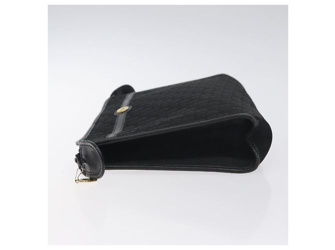 Borsa Clutch in Tela Trotter Christian Dior Nera Oro Auth 129106 Nero D'oro - vista 4