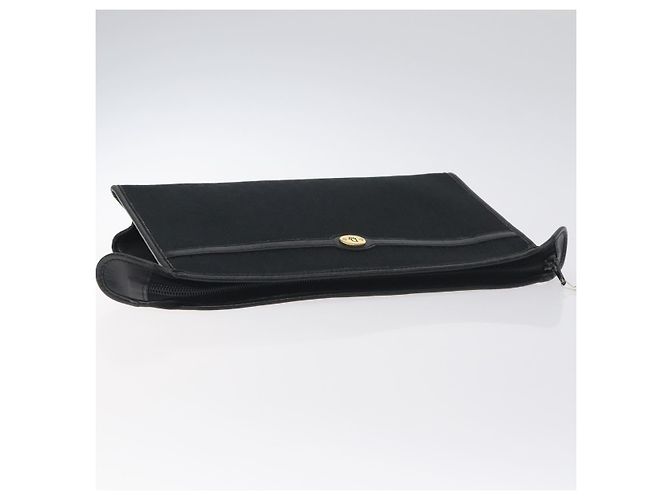 Borsa Clutch in Tela Trotter Christian Dior Nera Oro Auth 129106 Nero D'oro - vista 5