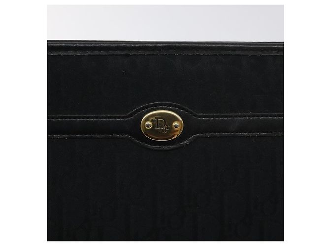 Borsa Clutch in Tela Trotter Christian Dior Nera Oro Auth 129106 Nero D'oro - vista 8