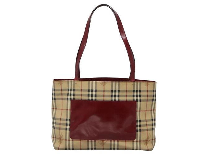 Burberry Borsa Tote Nova Check in PVC Beige Argento Auth BA3864 - vista 13