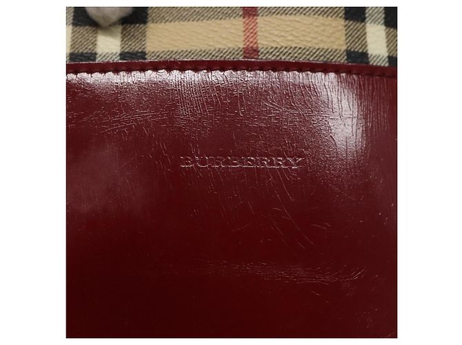 Burberry Borsa Tote Nova Check in PVC Beige Argento Auth BA3864 - vista 17