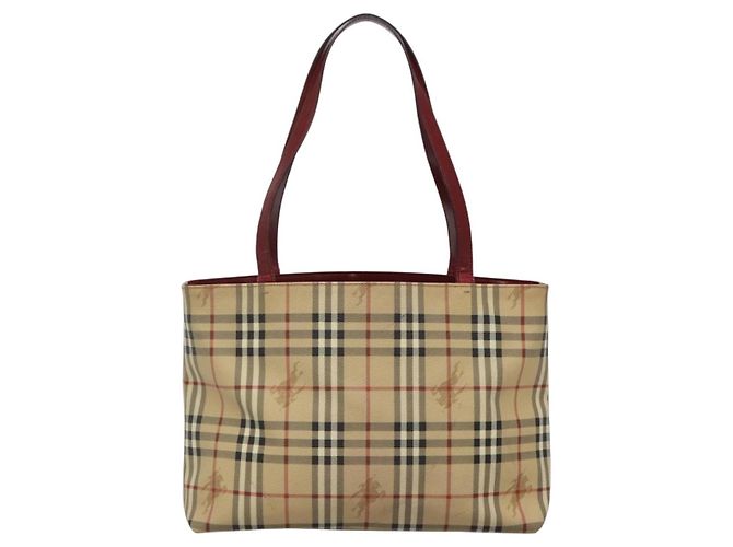 Burberry Borsa Tote Nova Check in PVC Beige Argento Auth BA3864 - vista 2
