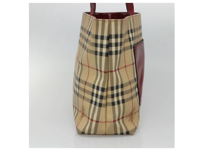 Burberry Borsa Tote Nova Check in PVC Beige Argento Auth BA3864 - vista 3