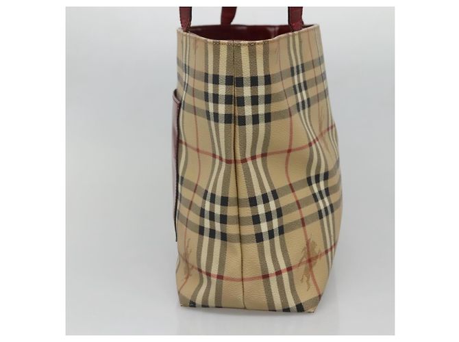 Burberry Borsa Tote Nova Check in PVC Beige Argento Auth BA3864 - vista 4