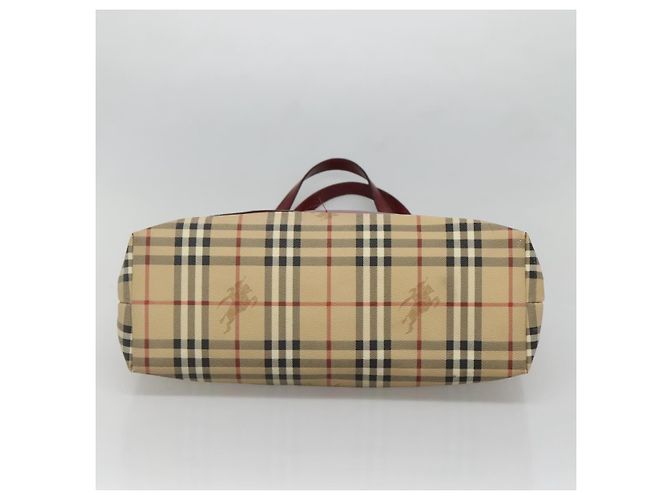 Burberry Borsa Tote Nova Check in PVC Beige Argento Auth BA3864 - vista 5