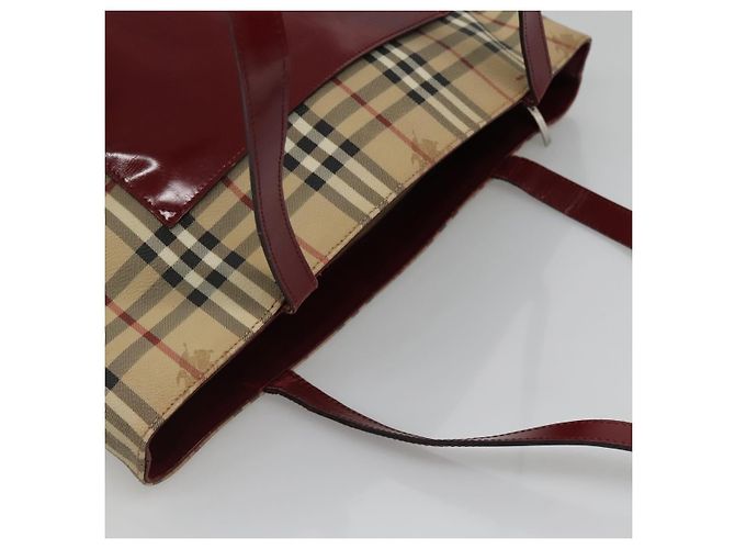 Burberry Borsa Tote Nova Check in PVC Beige Argento Auth BA3864 - vista 6