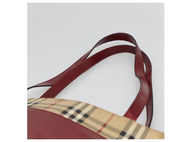 Burberry Borsa Tote Nova Check in PVC Beige Argento Auth BA3864 - vista 8