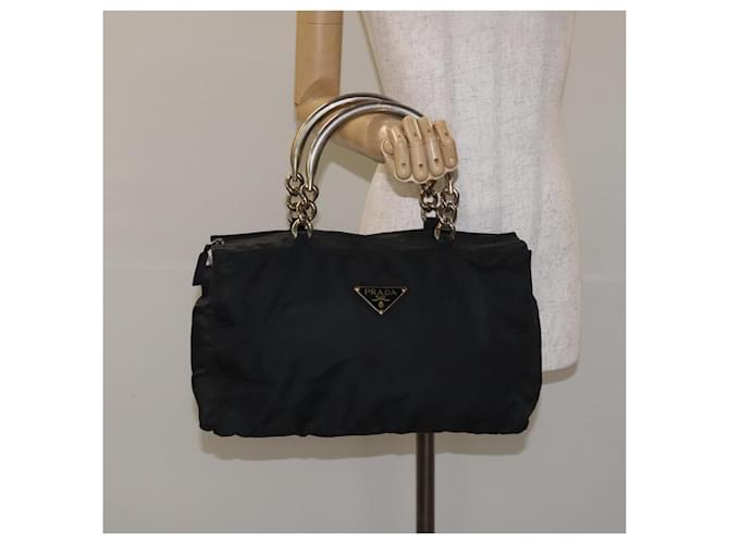 PRADA Borsa a mano in nylon nero e oro Auth 128024 D'oro - vista 22