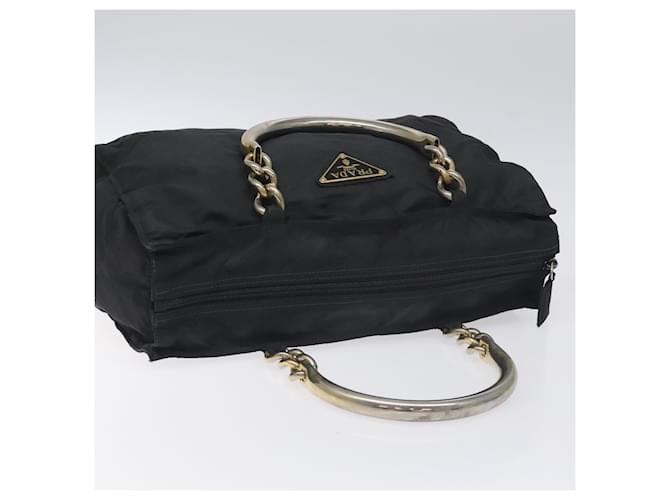 PRADA Borsa a mano in nylon nero e oro Auth 128024 D'oro - vista 6