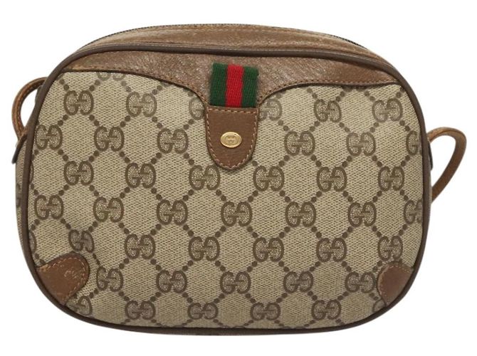 Borsa Sherry Line GG Supreme Web di GUCCI in PVC beige e oro 89 02 066 Auth BA3786 D'oro - vista 13