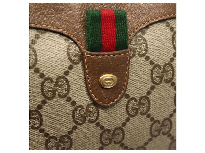 Borsa Sherry Line GG Supreme Web di GUCCI in PVC beige e oro 89 02 066 Auth BA3786 D'oro - vista 17