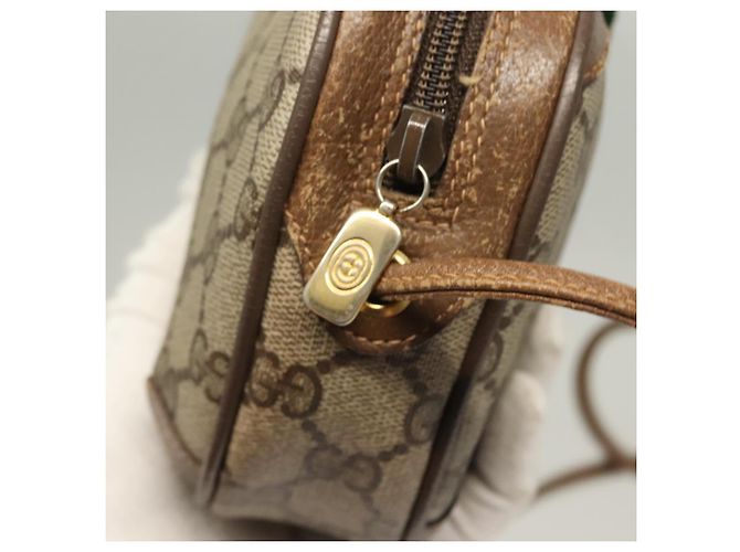 Borsa Sherry Line GG Supreme Web di GUCCI in PVC beige e oro 89 02 066 Auth BA3786 D'oro - vista 18
