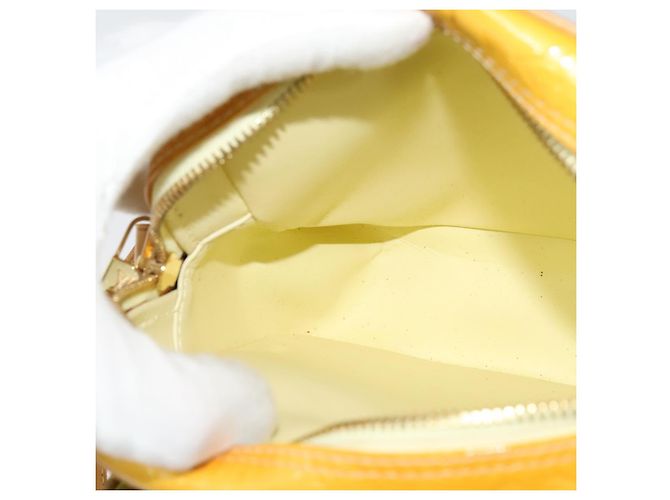 LOUIS VUITTON Borsa Wooster Monogram Vernis Giallo Lime M91075 LV Auth BA3504 D'oro - vista 21