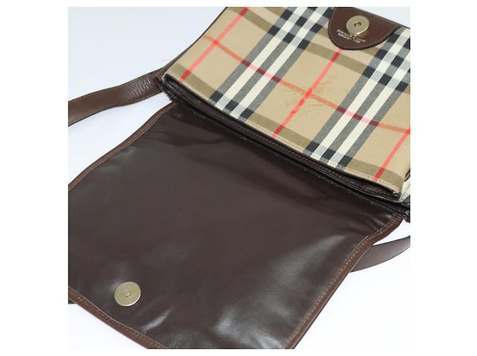 Autre Marque Bolsa de Ombro Burberrys Nova Check em Lona Bege Dourada Auth BA3948 Dourado - vista 10