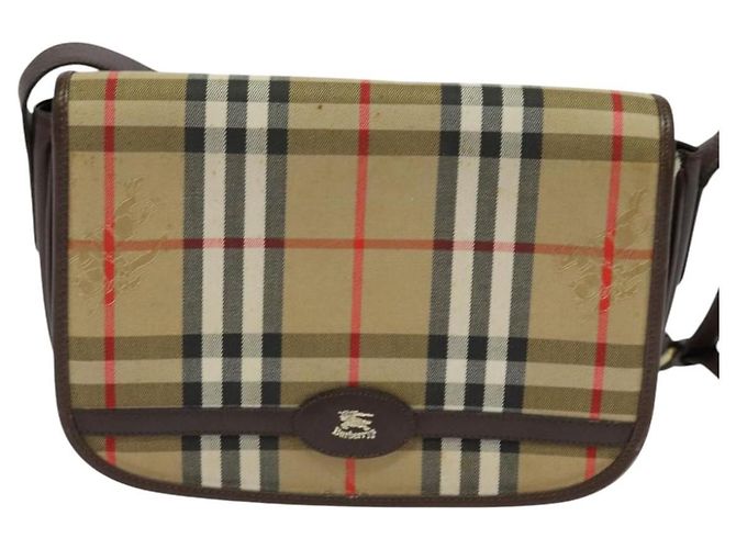 Autre Marque Bolsa de Ombro Burberrys Nova Check em Lona Bege Dourada Auth BA3948 Dourado - vista 13