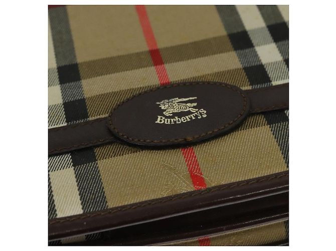 Autre Marque Bolsa de Ombro Burberrys Nova Check em Lona Bege Dourada Auth BA3948 Dourado - vista 17