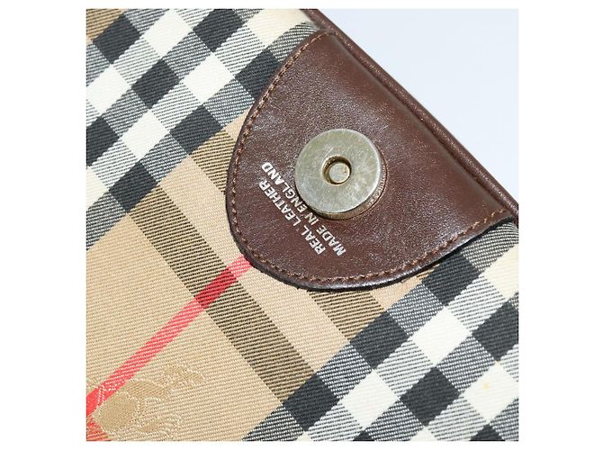 Autre Marque Bolsa de Ombro Burberrys Nova Check em Lona Bege Dourada Auth BA3948 Dourado - vista 18