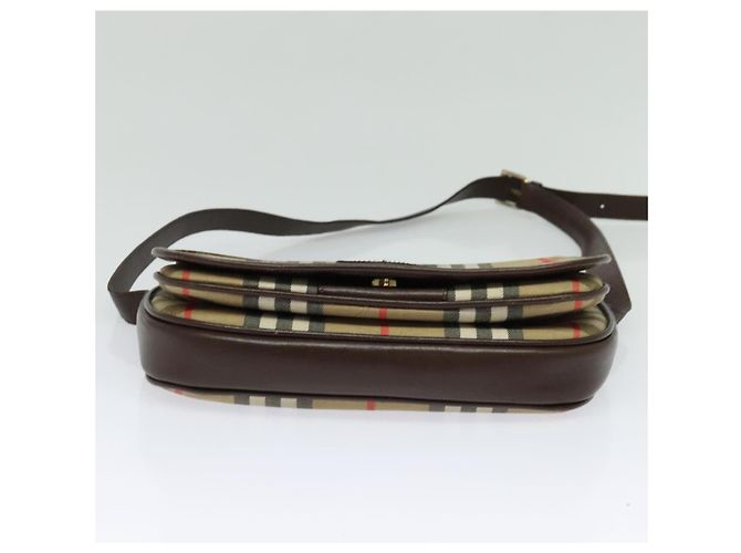 Autre Marque Bolsa de Ombro Burberrys Nova Check em Lona Bege Dourada Auth BA3948 Dourado - vista 5