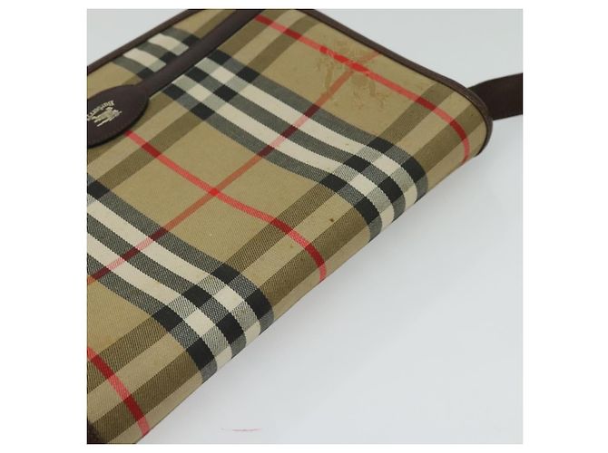 Autre Marque Bolsa de Ombro Burberrys Nova Check em Lona Bege Dourada Auth BA3948 Dourado - vista 6