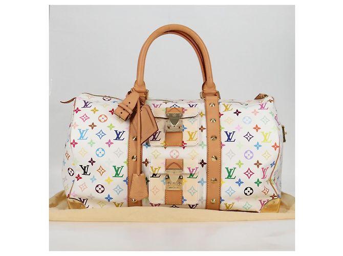LOUIS VUITTON Bolsa Keepall 45 Monograma Multicolor Blanco M92641 LV Auth 126487V - vista 12