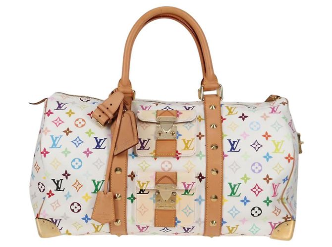 LOUIS VUITTON Bolsa Keepall 45 Monograma Multicolor Blanco M92641 LV Auth 126487V - vista 13