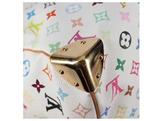 LOUIS VUITTON Bolsa Keepall 45 Monograma Multicolor Blanco M92641 LV Auth 126487V - vista 16