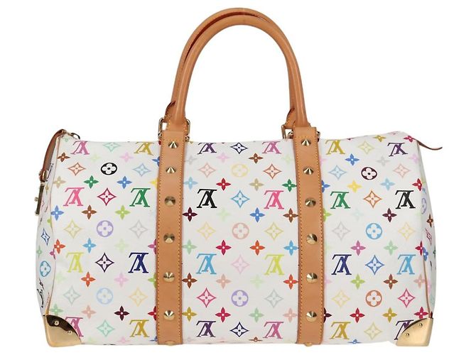 LOUIS VUITTON Bolsa Keepall 45 Monograma Multicolor Blanco M92641 LV Auth 126487V - vista 2
