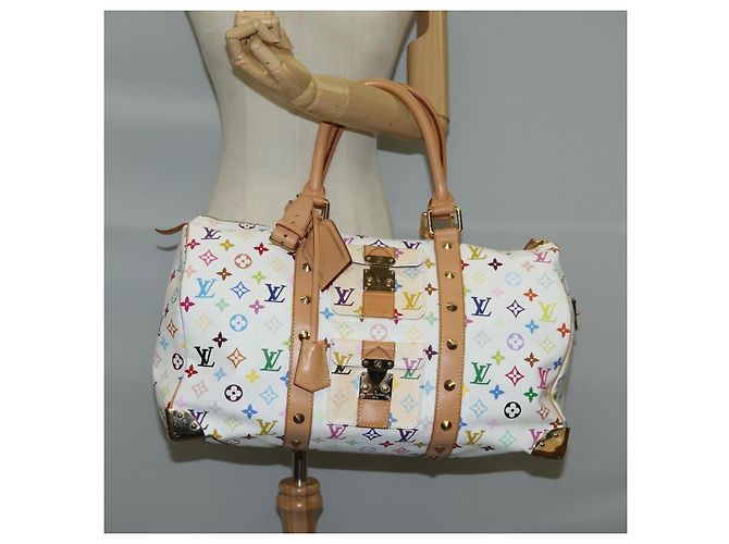 LOUIS VUITTON Bolsa Keepall 45 Monograma Multicolor Blanco M92641 LV Auth 126487V - vista 25