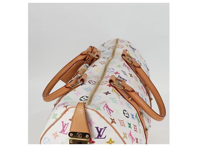 LOUIS VUITTON Bolsa Keepall 45 Monograma Multicolor Blanco M92641 LV Auth 126487V - vista 6
