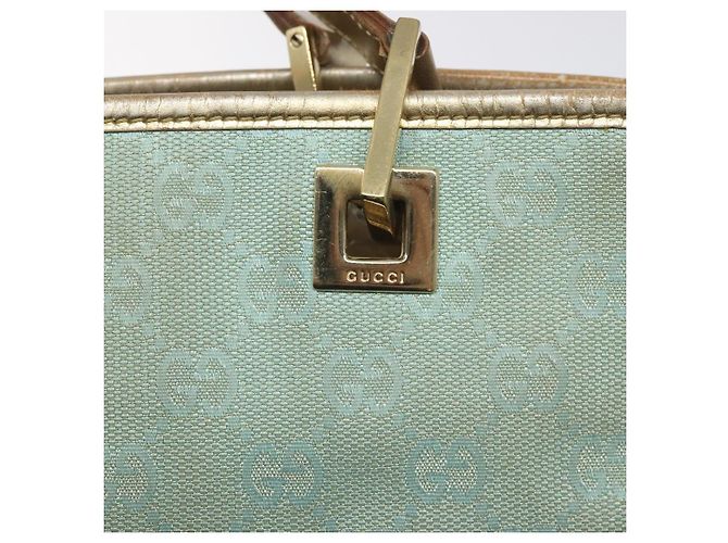 Borsa tote GG Canvas Gucci in nylon menta dorata 002 1099 Auth bs27328 - vista 10
