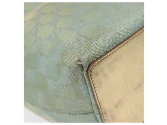 Borsa tote GG Canvas Gucci in nylon menta dorata 002 1099 Auth bs27328 - vista 14