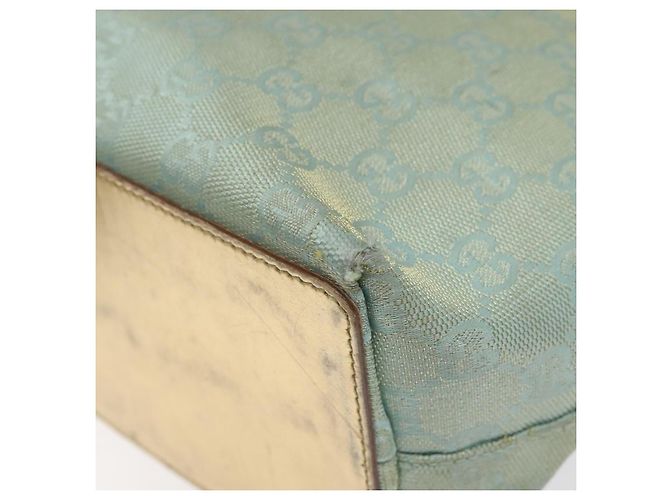 Borsa tote GG Canvas Gucci in nylon menta dorata 002 1099 Auth bs27328 - vista 15
