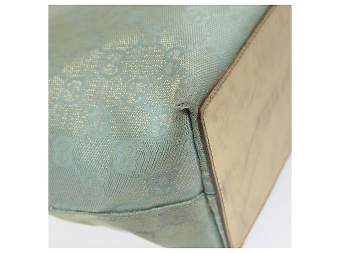 Borsa tote GG Canvas Gucci in nylon menta dorata 002 1099 Auth bs27328 - vista 16