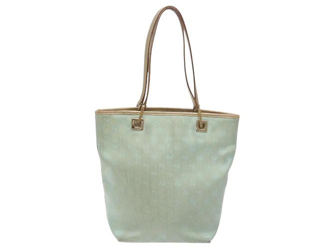 Borsa tote GG Canvas Gucci in nylon menta dorata 002 1099 Auth bs27328 - vista 2