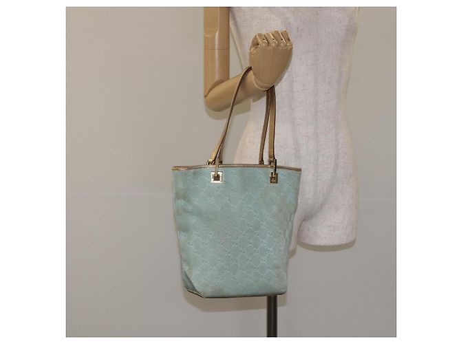 Borsa tote GG Canvas Gucci in nylon menta dorata 002 1099 Auth bs27328 - vista 21