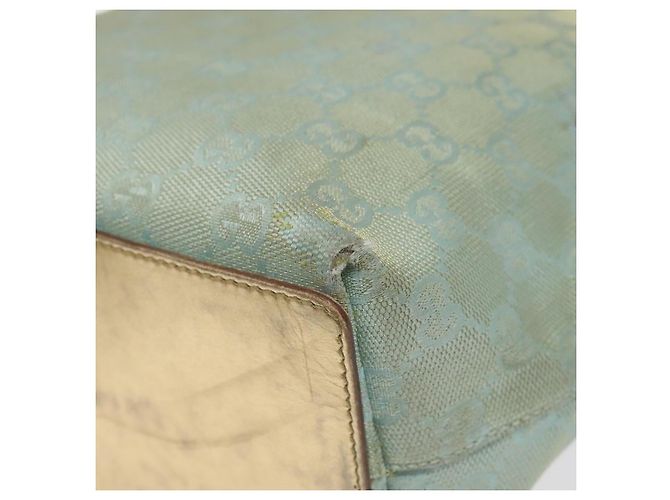 Borsa tote GG Canvas Gucci in nylon menta dorata 002 1099 Auth bs27328 - vista 9