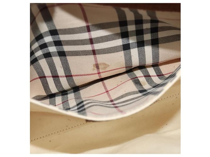 Burberry Bolsa de Ombro em Lona Bege Auth BA3662 - vista 12