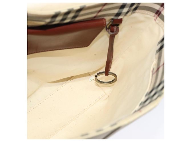 Burberry Bolsa de Ombro em Lona Bege Auth BA3662 - vista 18