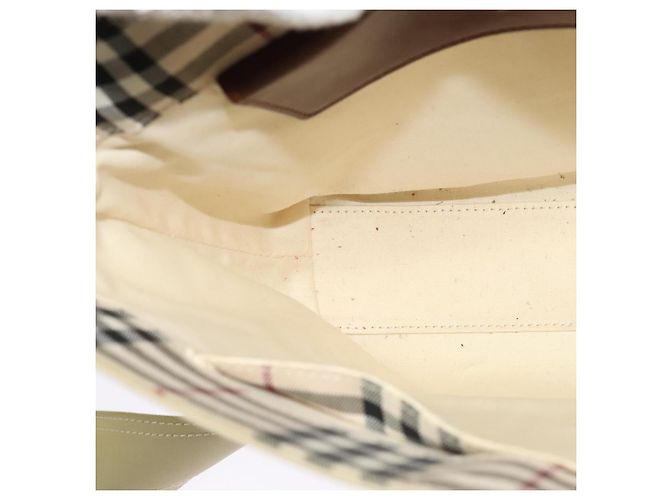 Burberry Bolsa de Ombro em Lona Bege Auth BA3662 - vista 19